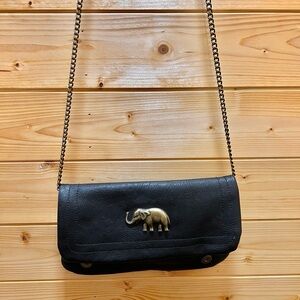 Black Clutch with Elephant Accent
